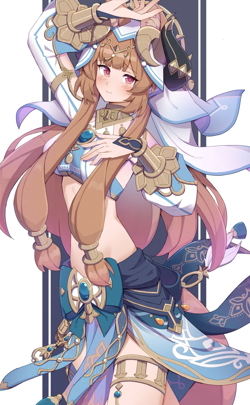 nilou and raphtalia (genshin impact and 1 more) drawn by kusubii