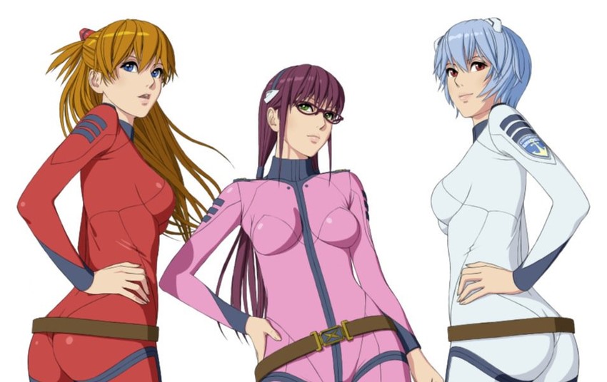 souryuu asuka langley, ayanami rei, and makinami mari illustrious (neon genesis evangelion and 4 more) drawn by watanabe_yasuaki