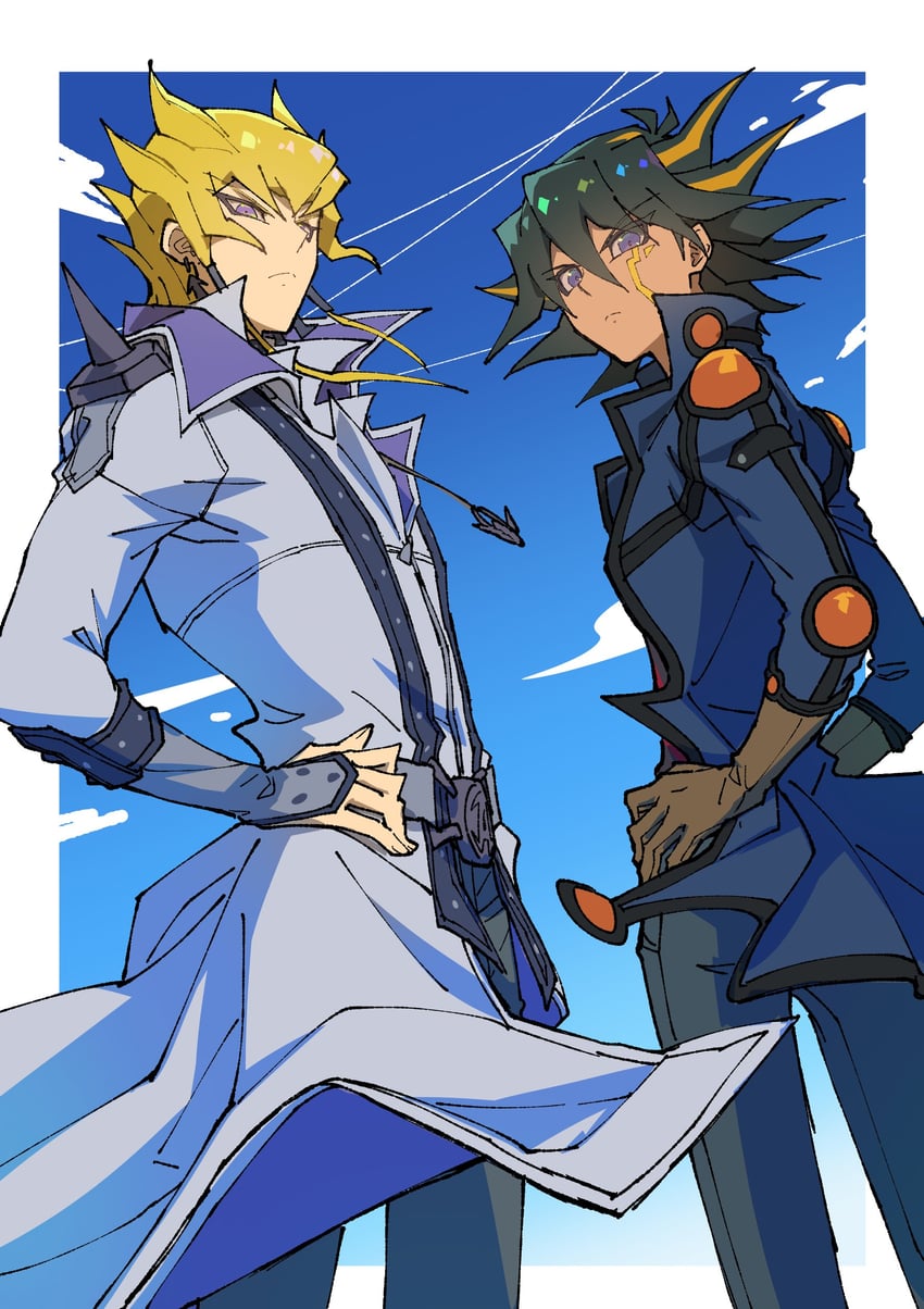 fudo yusei and jack atlas (yu-gi-oh! and 1 more) drawn by youko-shima
