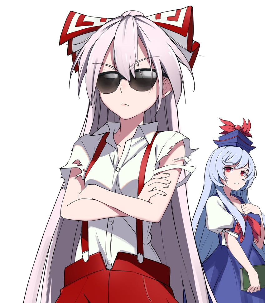 fujiwara no mokou and kamishirasawa keine (touhou and 1 more) drawn by yoshinatsu