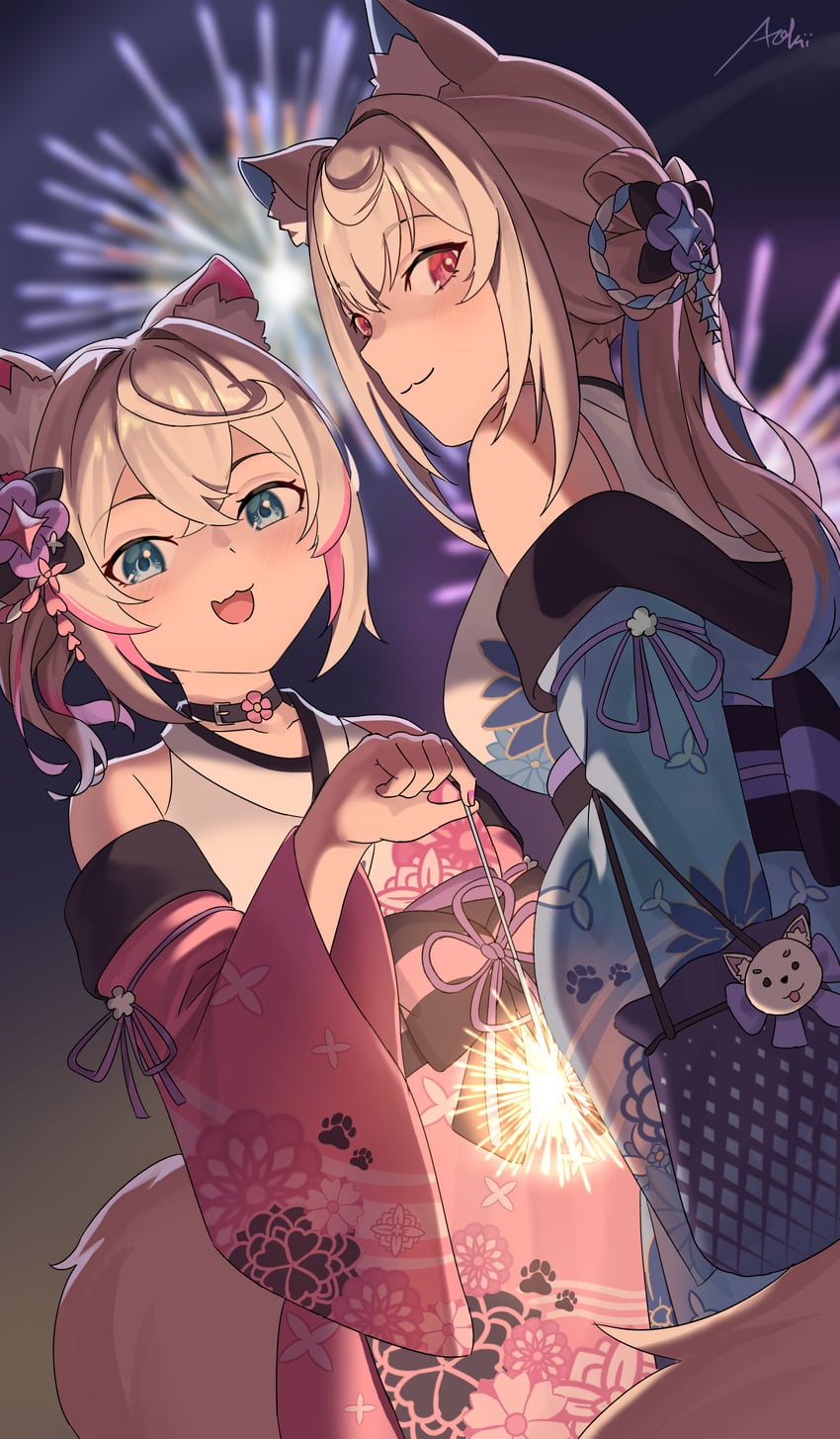 fuwawa abyssgard and mococo abyssgard (hololive and 1 more) drawn by aokii