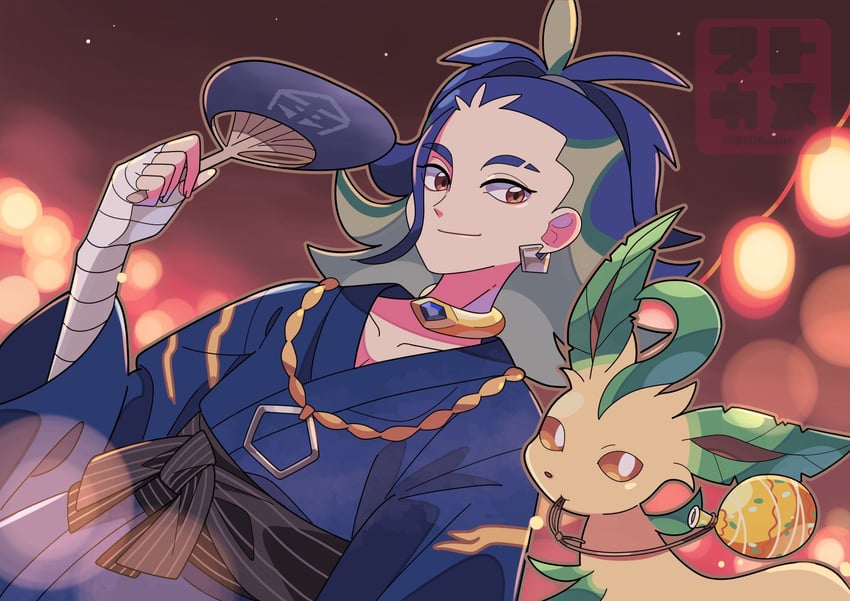 leafeon and adaman (pokemon and 1 more) drawn by stchame