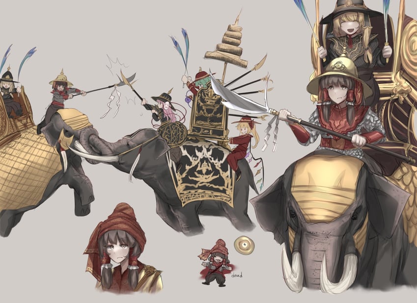 hakurei reimu, kirisame marisa, flandre scarlet, komeiji koishi, and hata no kokoro (touhou) drawn by there2007