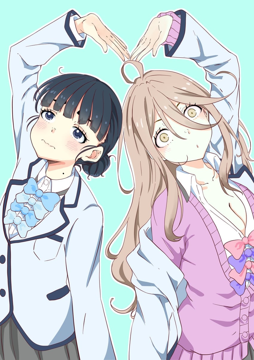 shikiya yumeko and basori tiara (make heroine ga oo sugiru!) drawn by mono9ron