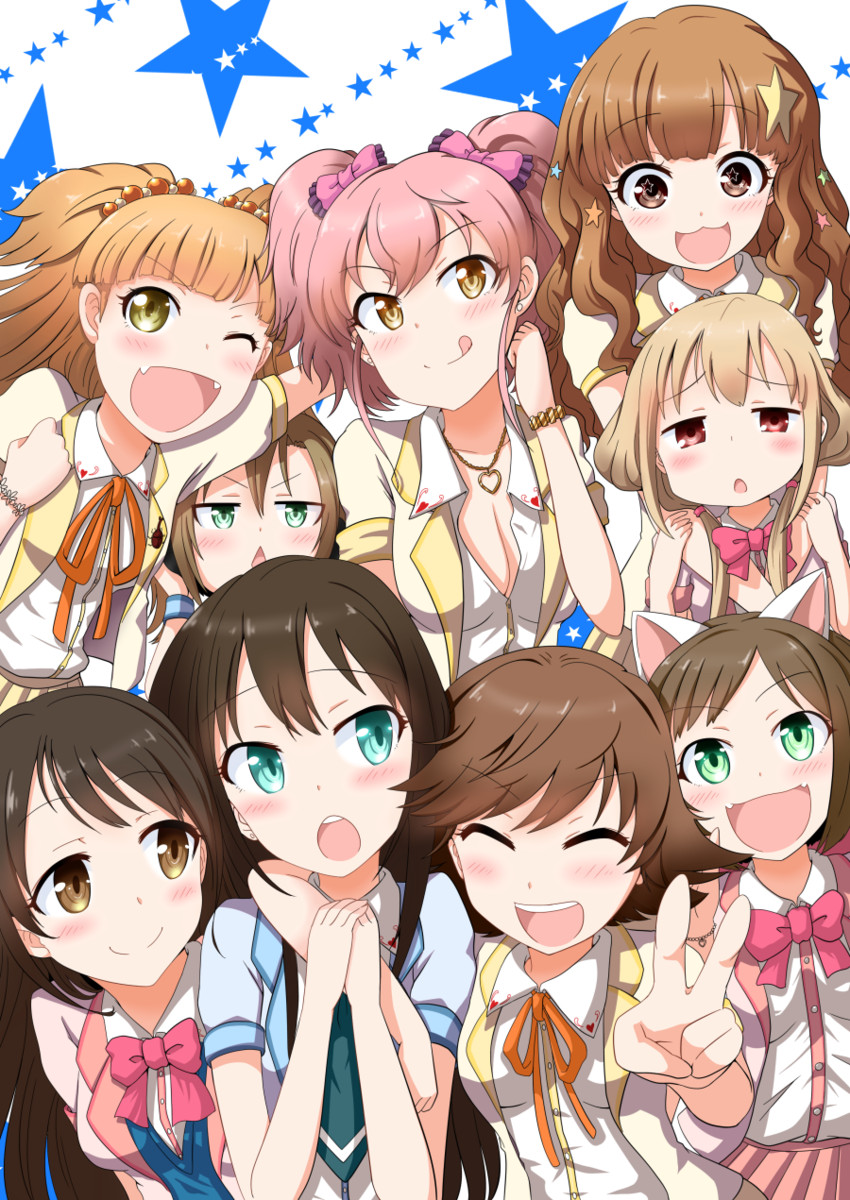shibuya rin, shimamura uzuki, jougasaki mika, futaba anzu, jougasaki rika, and 4 more (idolmaster and 1 more) drawn by nekota_susumu