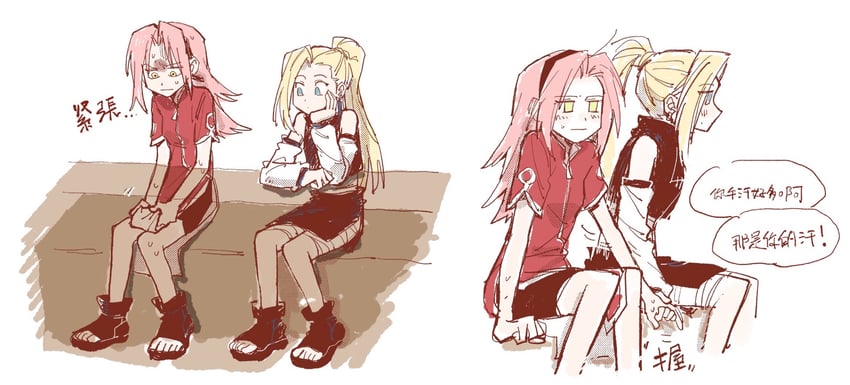 haruno sakura and yamanaka ino (naruto) drawn by 79x_(ox79xo)