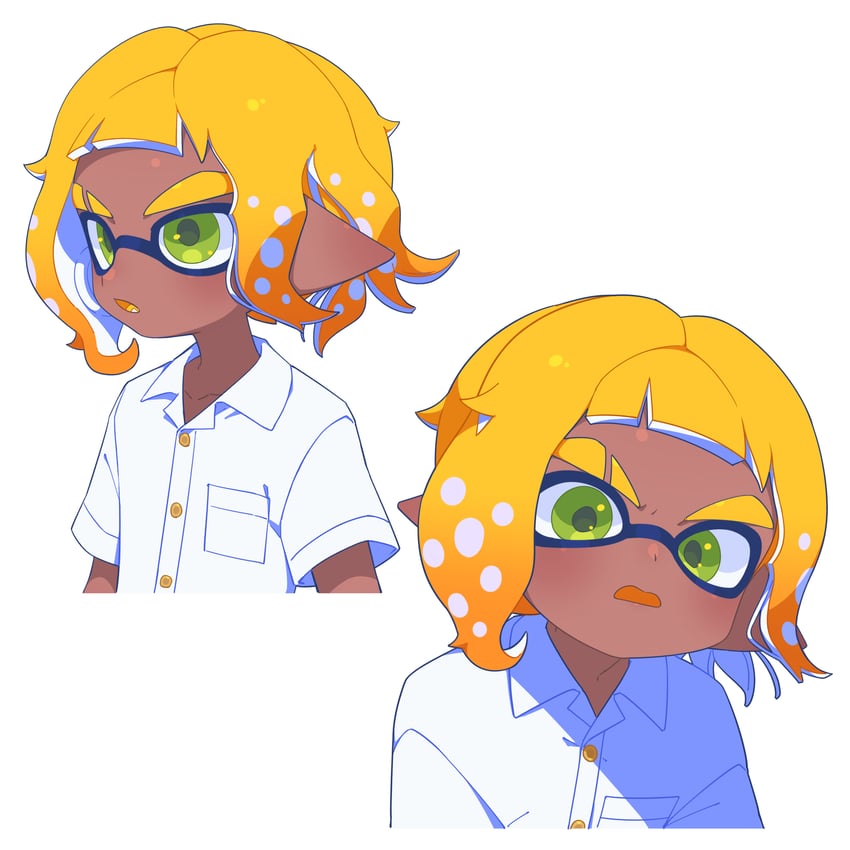 inkling player character and inkling boy (splatoon) drawn by surume01417