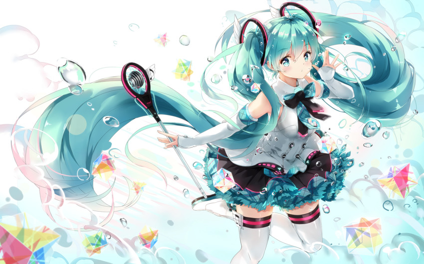 hatsune miku and magical mirai miku (vocaloid and 1 more) drawn by asahi_kuroi