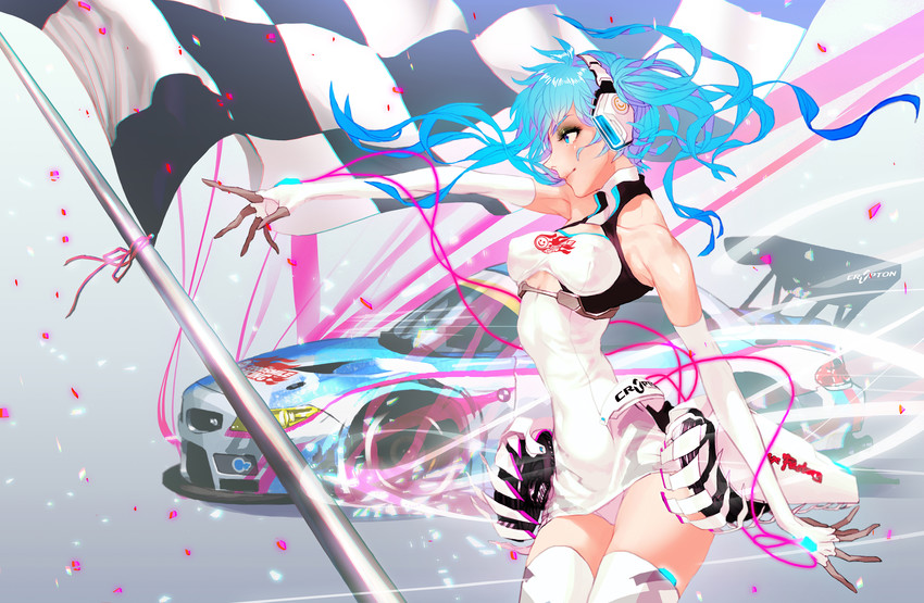 hatsune miku and racing miku (vocaloid and 4 more) drawn by rukiana