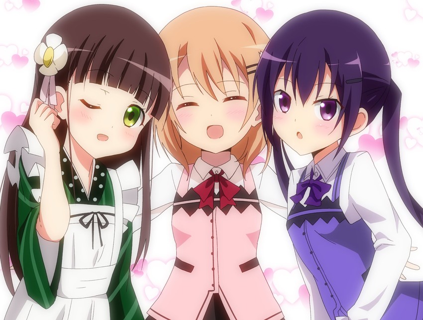 hoto cocoa, tedeza rize, and ujimatsu chiya (gochuumon wa usagi desu ka?) drawn by hara_(harayutaka)