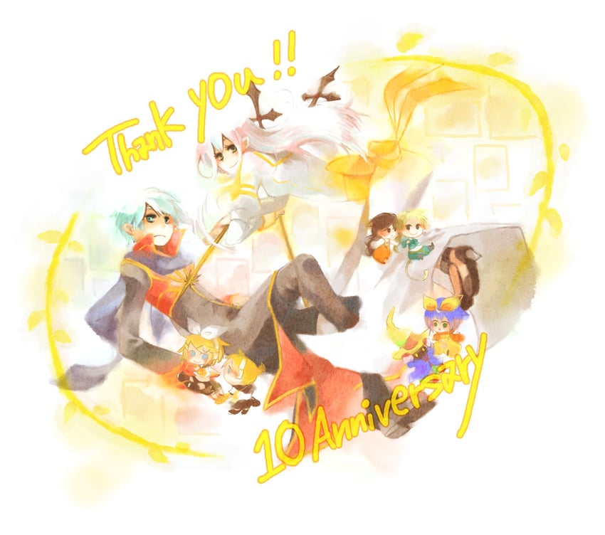 kagamine rin, kagamine len, high priest, priest, zidane tribal, and 4 more (vocaloid and 3 more) drawn by sansaro