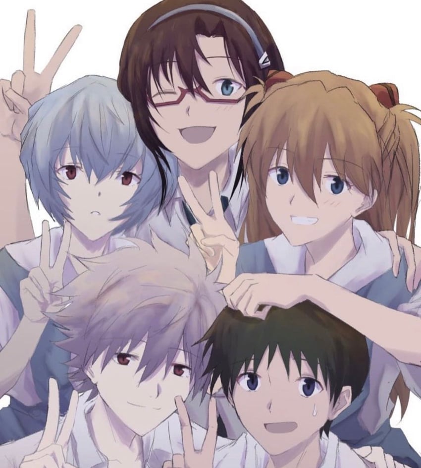 souryuu asuka langley, ayanami rei, ikari shinji, nagisa kaworu, and makinami mari illustrious (neon genesis evangelion and 1 more) drawn by majutu_index123