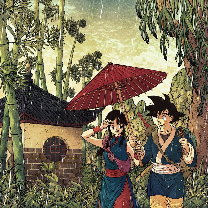 son goku and chi-chi (dragon ball) drawn by toriga