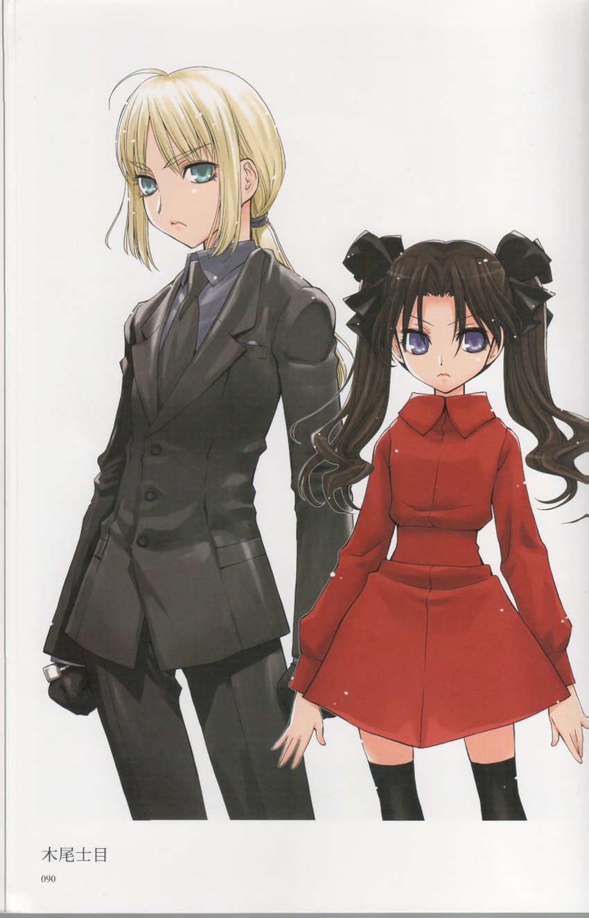 artoria pendragon, saber, and tohsaka rin (fate and 1 more) drawn by kio_shimoku