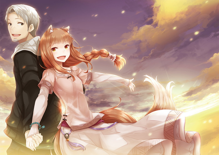 holo and craft lawrence (spice and wolf) drawn by ayakura_juu