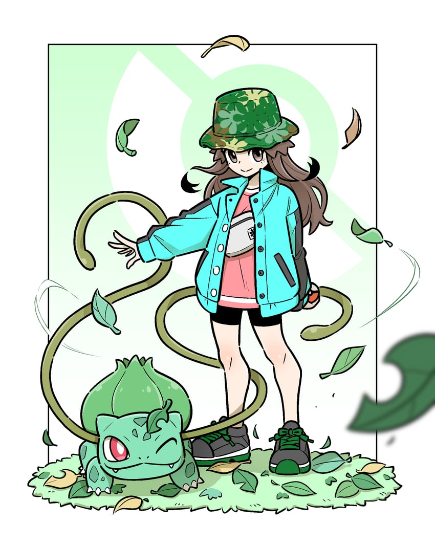 leaf and bulbasaur (pokemon and 1 more) drawn by lywslanket