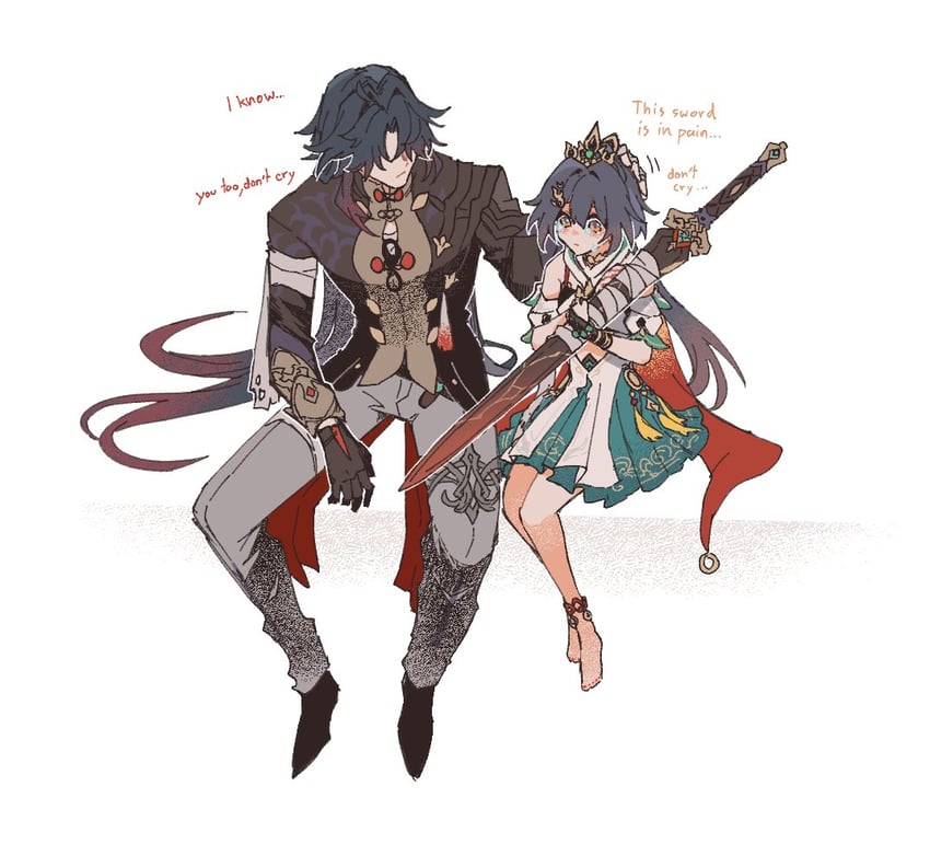 blade and yunli (honkai and 1 more) drawn by lumbbyz