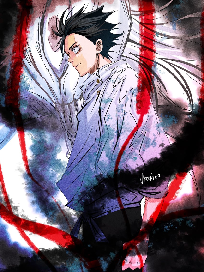 okkotsu yuuta and orimoto rika (jujutsu kaisen) drawn by ukaniko