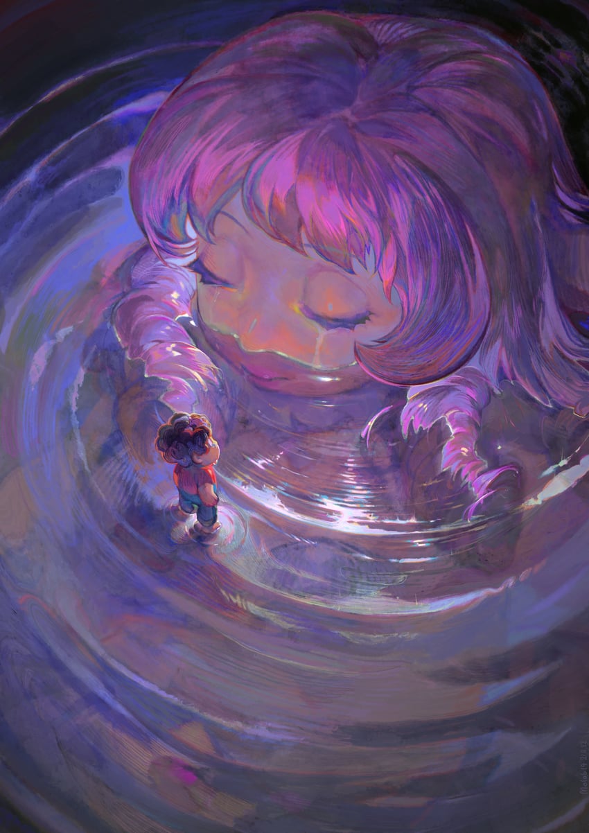 steven quartz universe and rose quartz universe (steven universe) drawn by molab