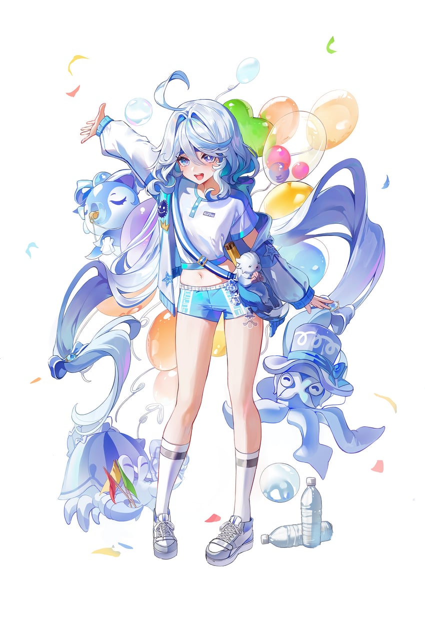 furina, surintendante chevalmarin, gentilhomme usher, mademoiselle crabaletta, and leisurely otter (genshin impact) drawn by dasha