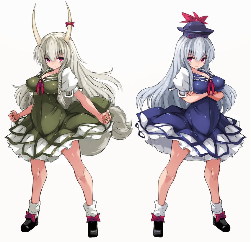 kamishirasawa keine and ex-keine (touhou) drawn by karukan_(monjya)
