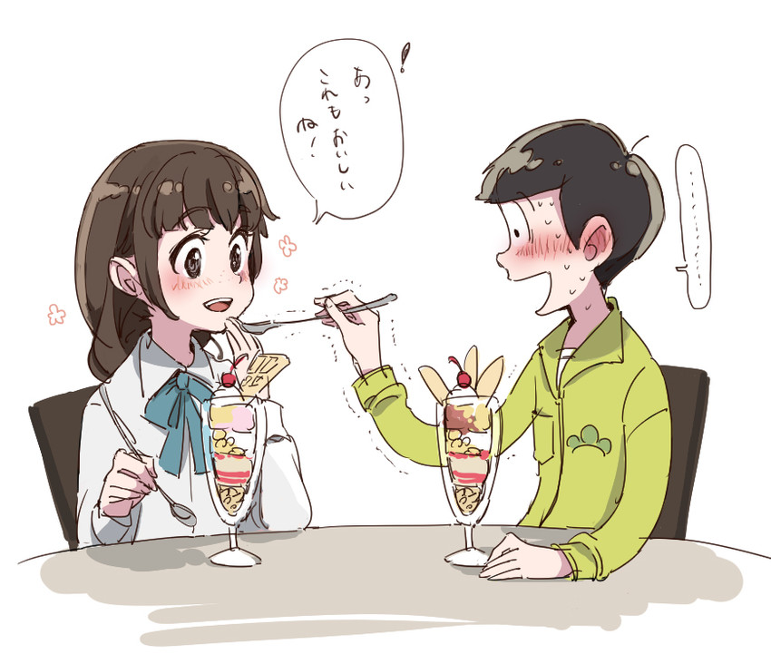 matsuno jyushimatsu and jyushimatsu's girlfriend (osomatsu and 2 more) drawn by yamano_(151515)