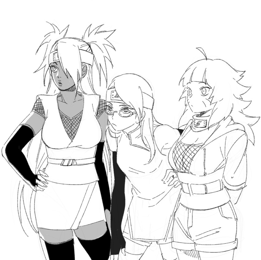 uchiha sarada, uzumaki himawari, and akimichi chouchou (naruto) drawn by noeunjung93