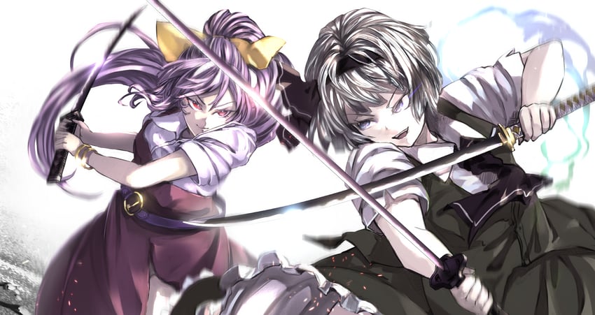 konpaku youmu and watatsuki no yorihime (touhou) drawn by amatou3