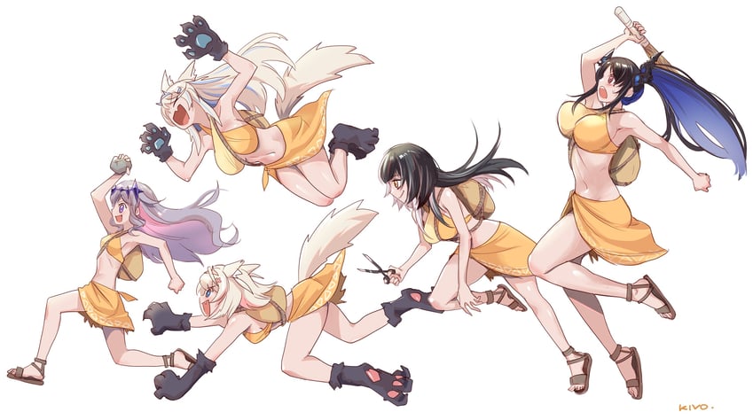 shiori novella, nerissa ravencroft, fuwawa abyssgard, mococo abyssgard, koseki bijou, and 1 more (hololive and 2 more) drawn by kivo