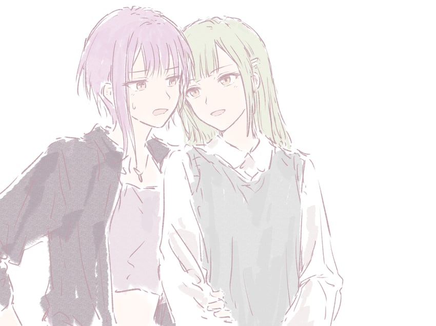 wakaba mutsumi and yuutenji nyamu (bang dream! and 1 more) drawn by bullfalk