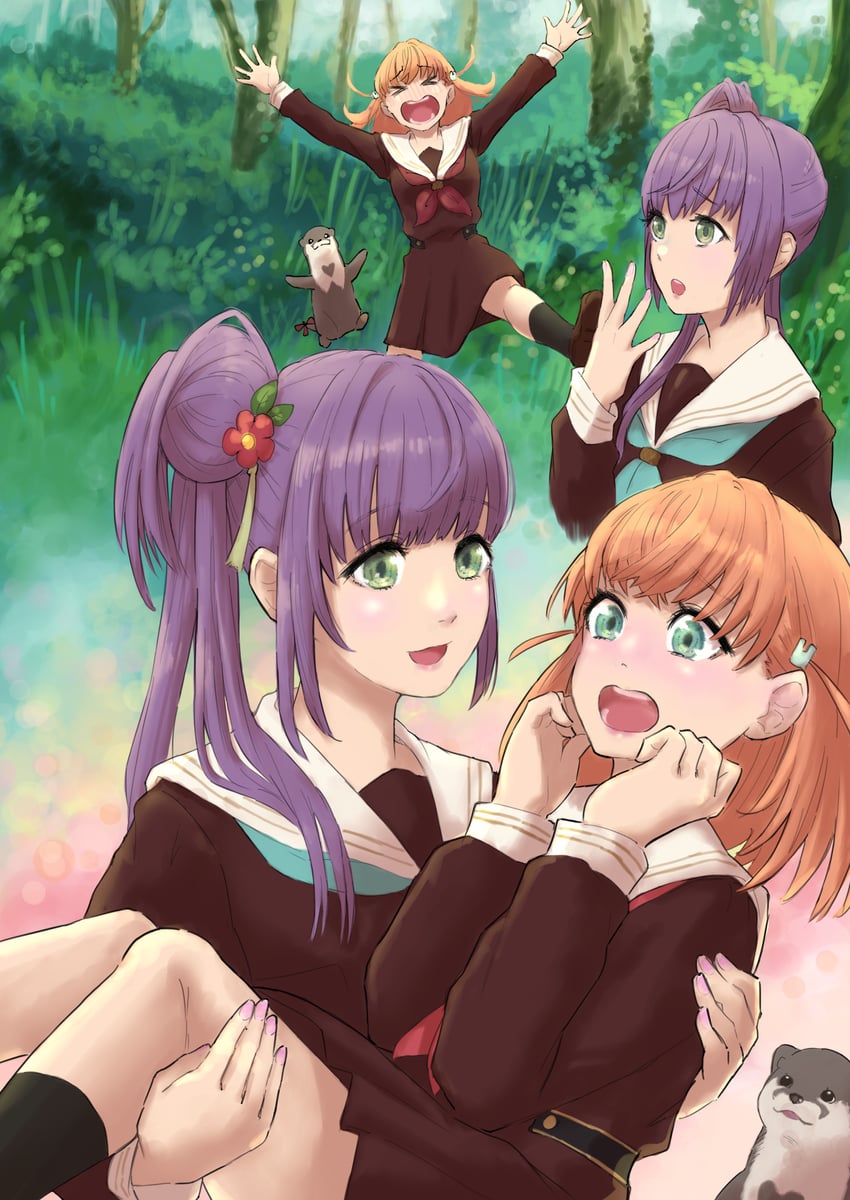 hinoshita kaho, otomune kozue, and otter (love live! and 1 more) drawn by nyuma
