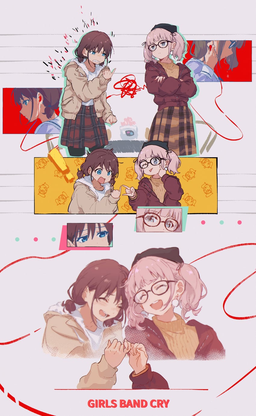 iseri nina and hina (girls band cry) drawn by yumuto_(spring1786)