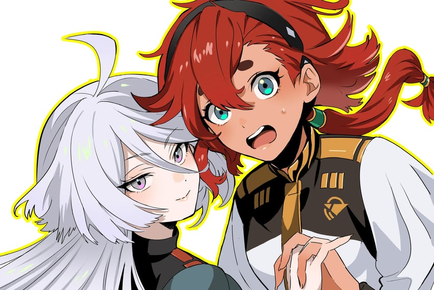 suletta mercury and miorine rembran (gundam and 1 more) drawn by kaji_kento