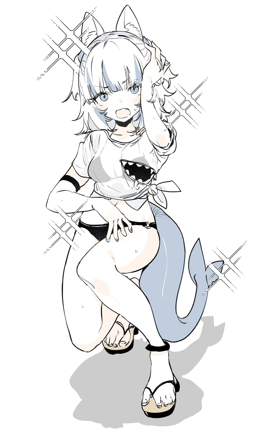 gawr gura (hololive and 1 more) drawn by ddari
