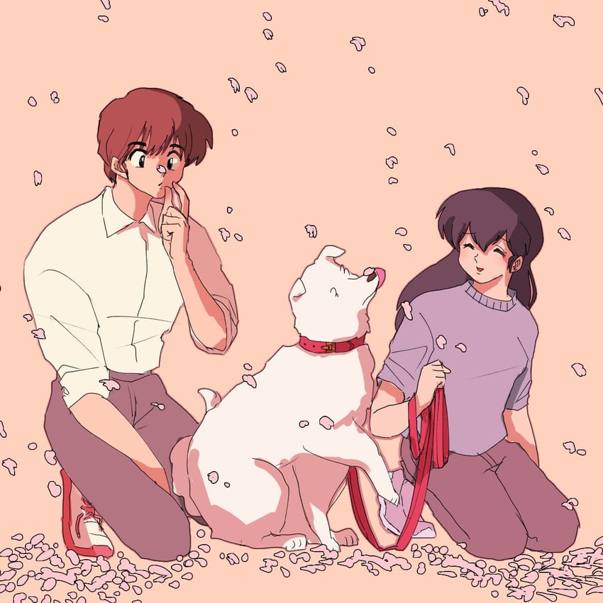 otonashi kyouko and godai yuusaku (maison ikkoku) drawn by katakon_be