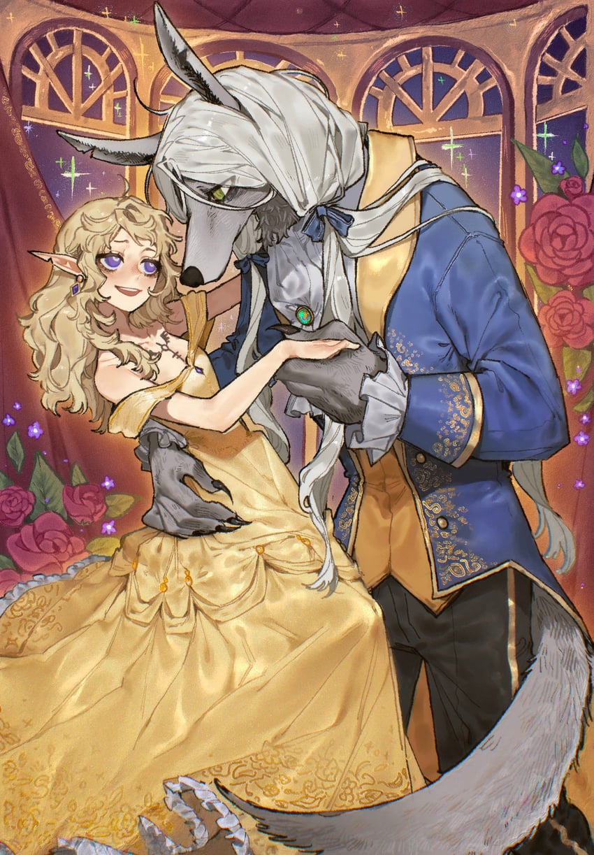 fleki, lycion, belle, and beast (dungeon meshi and 1 more) drawn by nova_1810