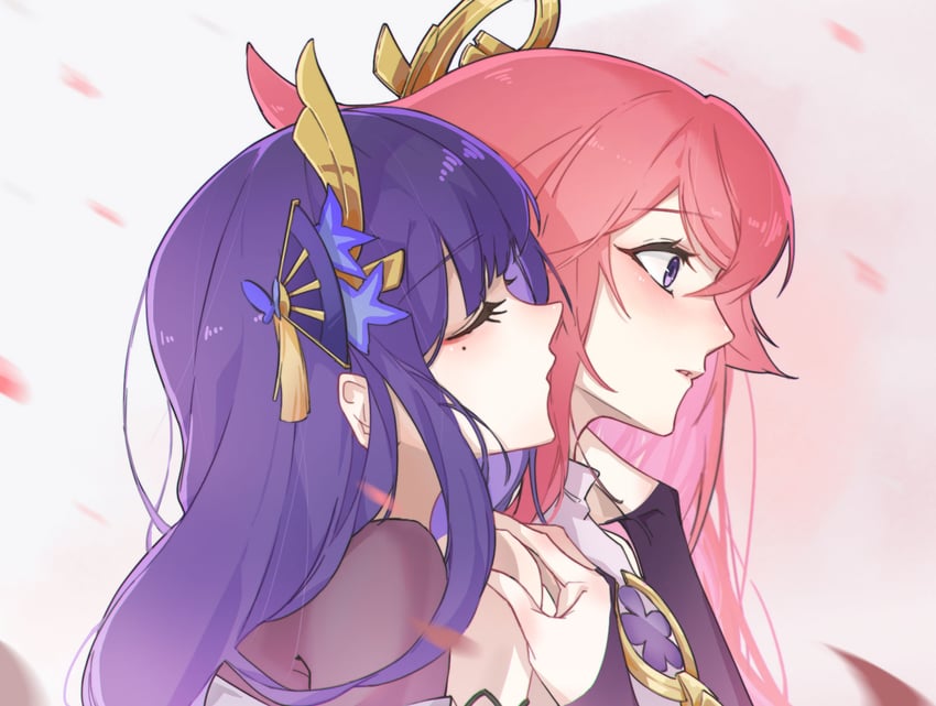 raiden shogun and yae miko (genshin impact) drawn by lusfseeds