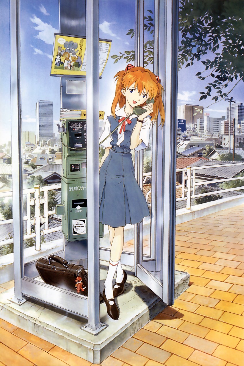 souryuu asuka langley and eva 02 (neon genesis evangelion) drawn by honda_takeshi