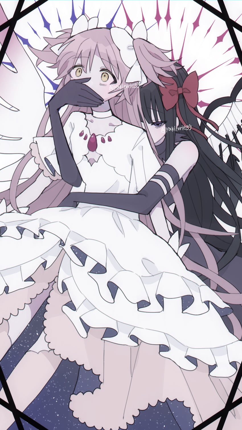 akemi homura, kaname madoka, ultimate madoka, and akuma homura (mahou shoujo madoka magica and 1 more) drawn by yakitori_egg