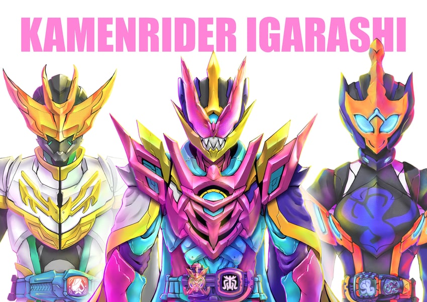 kamen rider live, kamen rider jeanne, and kamen rider igarashi (kamen rider and 2 more) drawn by koneko