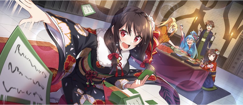 megumin, aqua, darkness, satou kazuma, yunyun, and 1 more (kono subarashii sekai ni shukufuku wo! and 1 more)