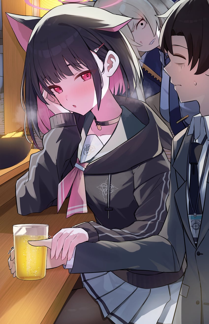 sensei, kazusa, and kanna (blue archive and 1 more) drawn by mi_taro333