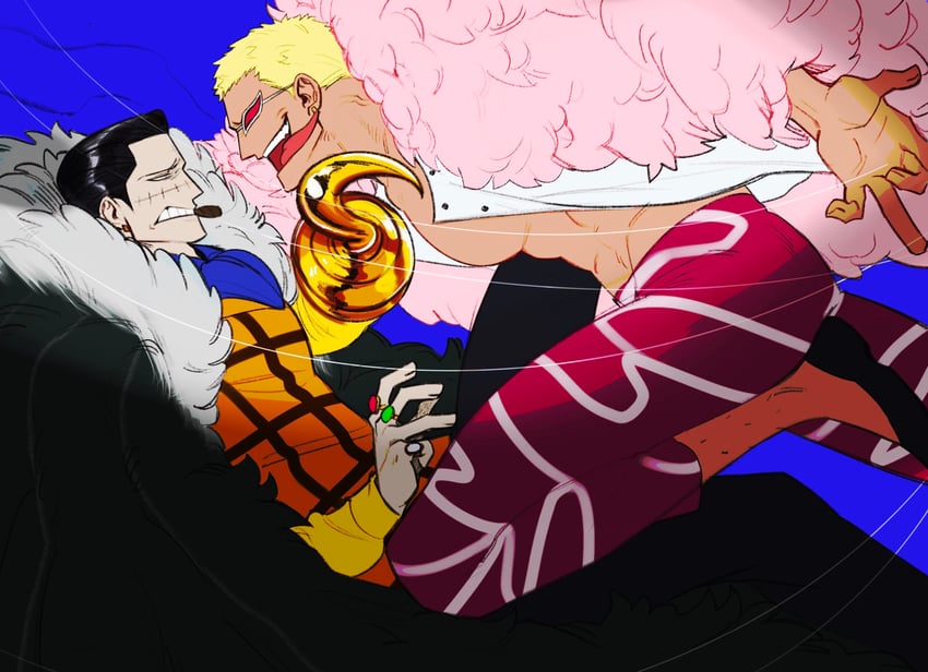 donquixote doflamingo and crocodile (one piece) drawn by chweng_(4_uyyu)
