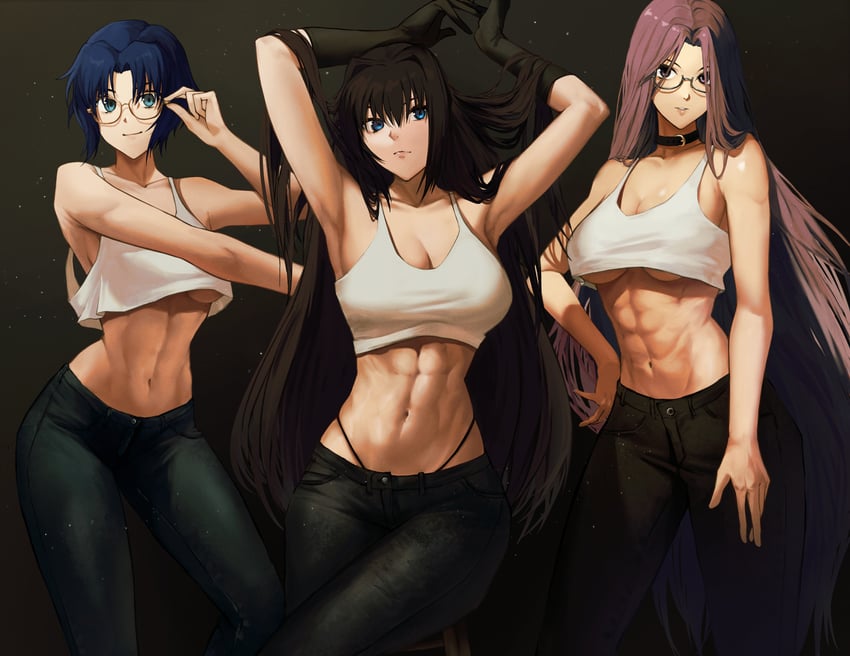 medusa, ciel, and aozaki aoko (fate and 4 more) drawn by madoro_q