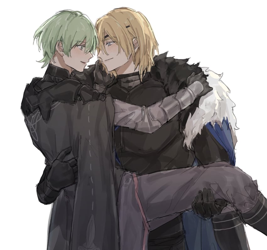 dimitri alexandre blaiddyd and male byleth (fire emblem and 1 more) drawn by moshi_mo