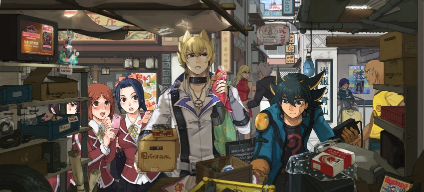 dark magician girl, fudo yusei, jack atlas, johan andersen, bruno, and 5 more (yu-gi-oh! and 4 more) drawn by mayday