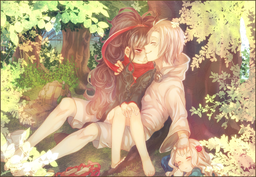 azami, kozakura shion, and tsukihiko (kagerou project) drawn by unomi_(makiron910)