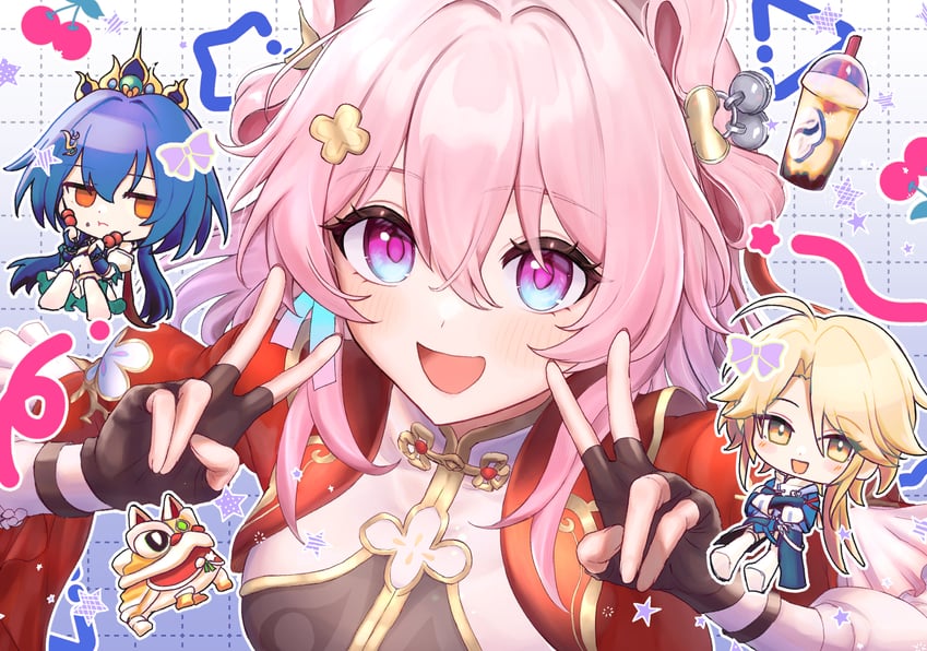 march 7th, yunli, yanqing, and diting (honkai and 1 more) drawn by 710koikoi
