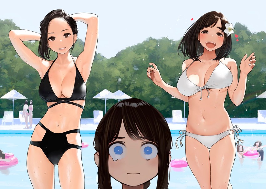 douki-chan, nakabeni yua, kouhai-chan, senpai-san, aikawa ren, and 1 more (ganbare douki-chan and 1 more) drawn by yomu_(sgt_epper)