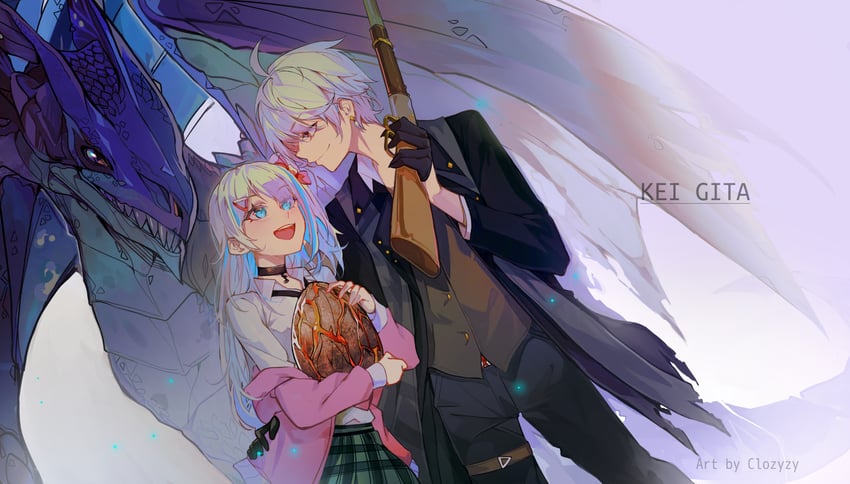 gita melodia and keigo aria (indie virtual youtuber and 1 more) drawn by closz